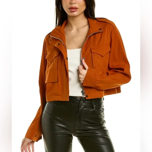 Rag & Bone Cropped M65 Field Jacket Rusty Orange Fall Linen Blend size small - Picture 1 of 6